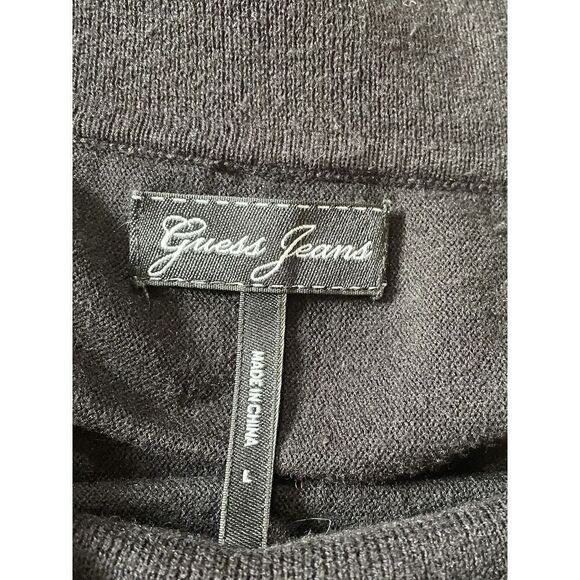 Guess Jeans Black Women’s Cowl Neck  3/4 Sleeves Large Top Sweater - Picture 2 of 6